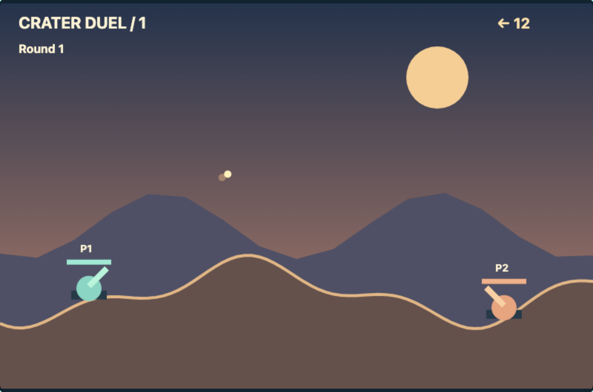 Crater Duel — actual game board