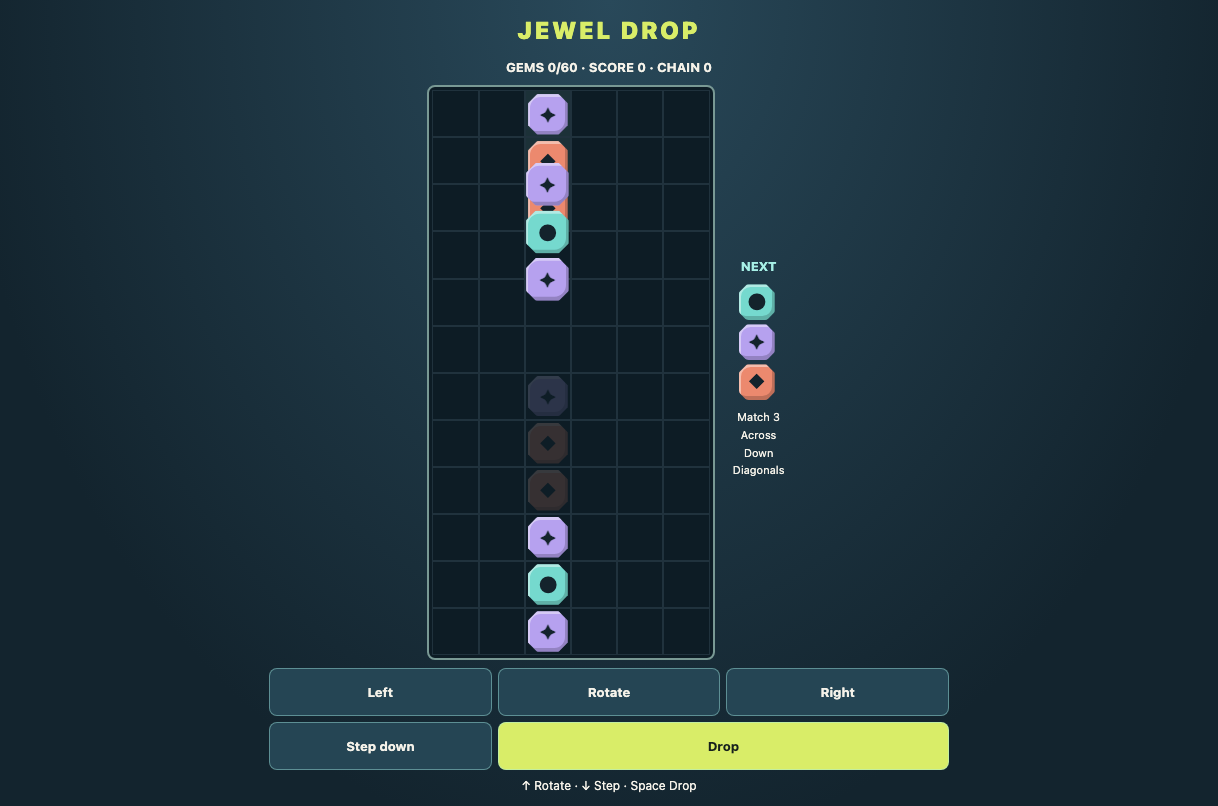 Jewel Drop — actual game board