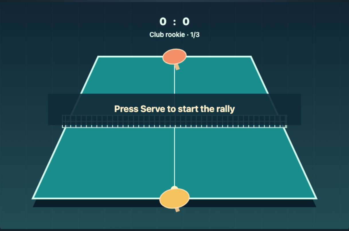 Pocket Table Tennis — actual game board