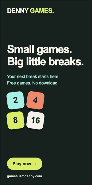 Denny Games free browser games — Half page